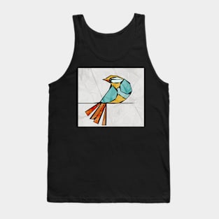 Modern Simple Digital Pop Art Bird in Turquoise Tank Top